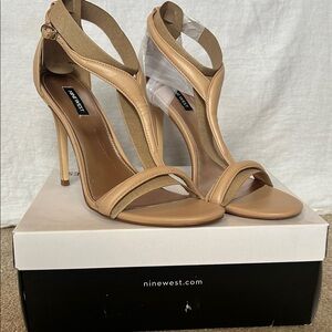 Nine West Nude Tan Strappy Stiletto Heels